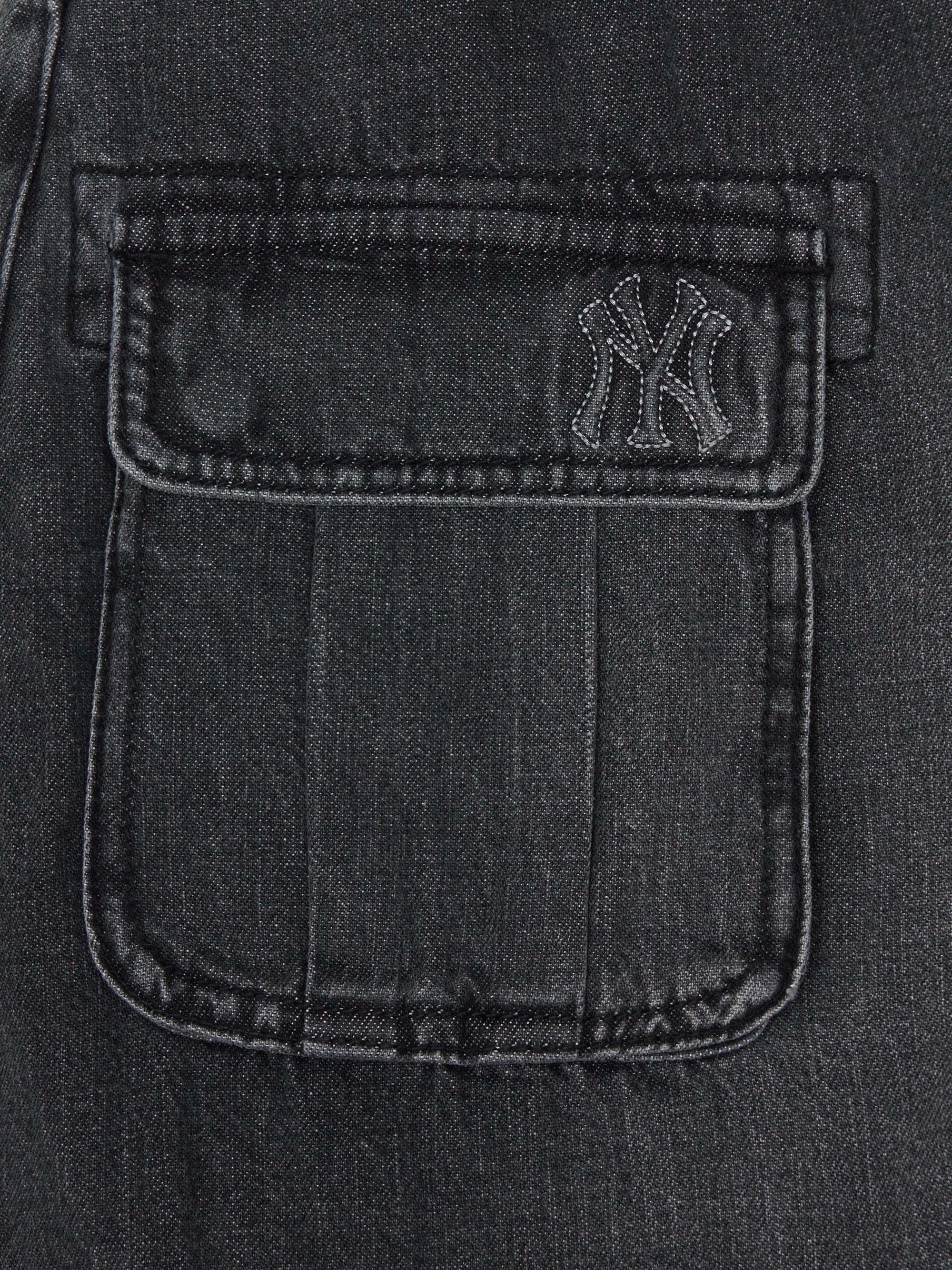MLB Korea Women's Basic Small Logo Cargo Denim Wrap Skirt