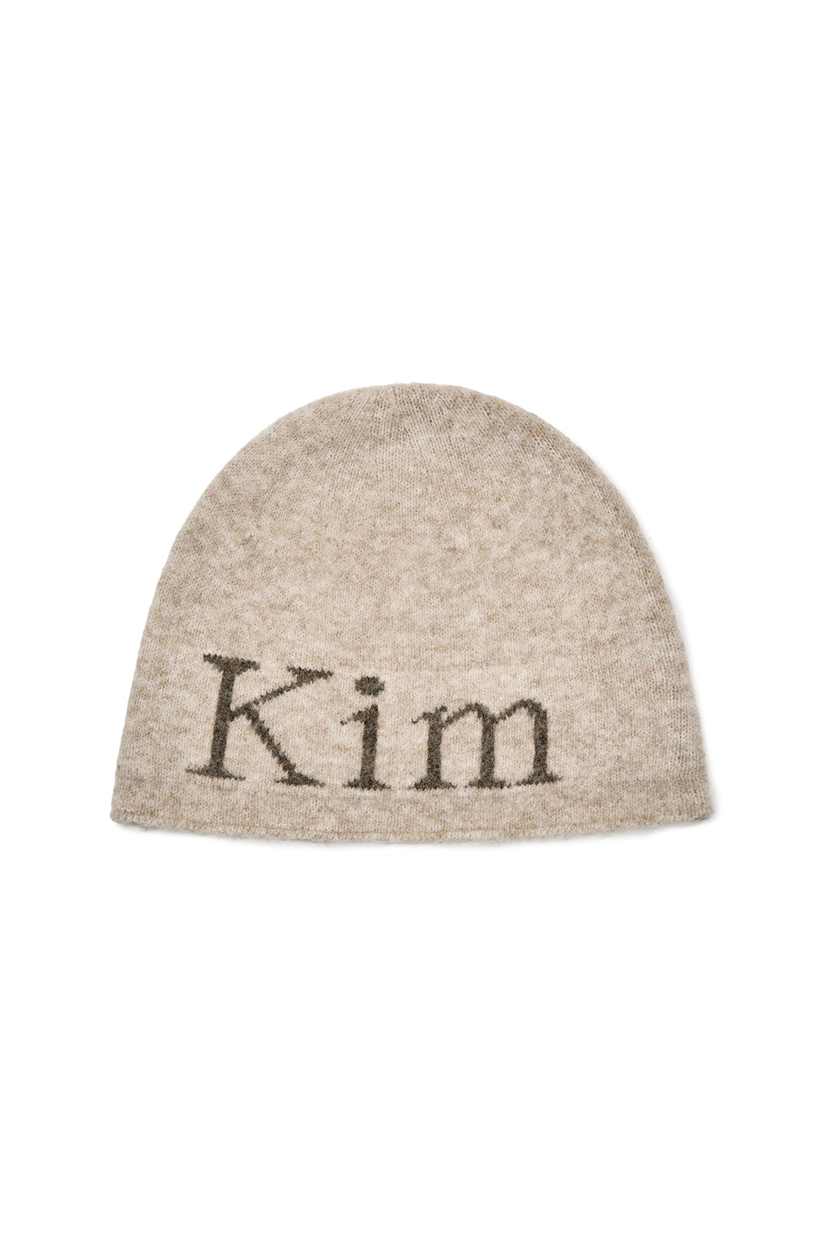 [matinkim] MATIN LOGO BOUCLE KNIT BEANIE IN BEIGE