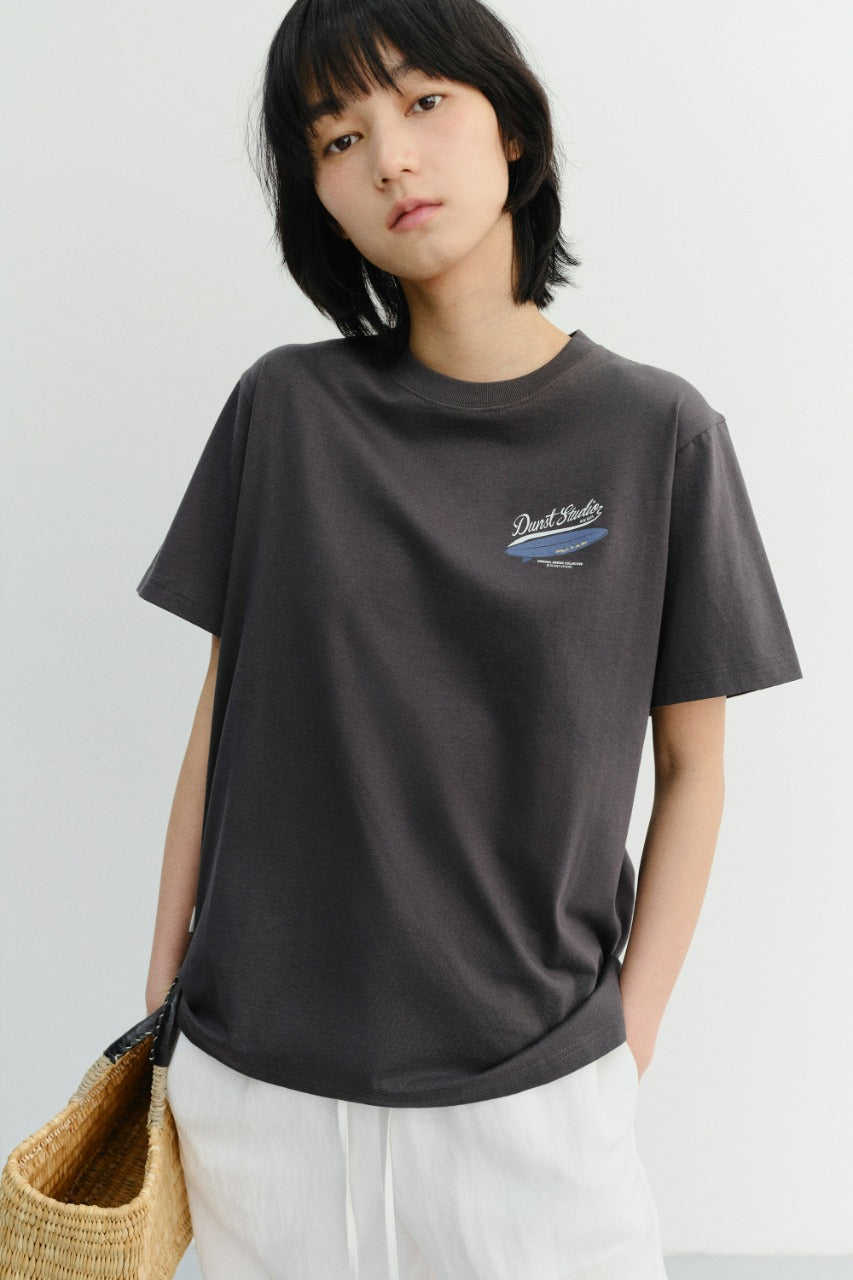 Dunst Unisex Summer Holiday Surf Board T-Shirt Charcoal Grey