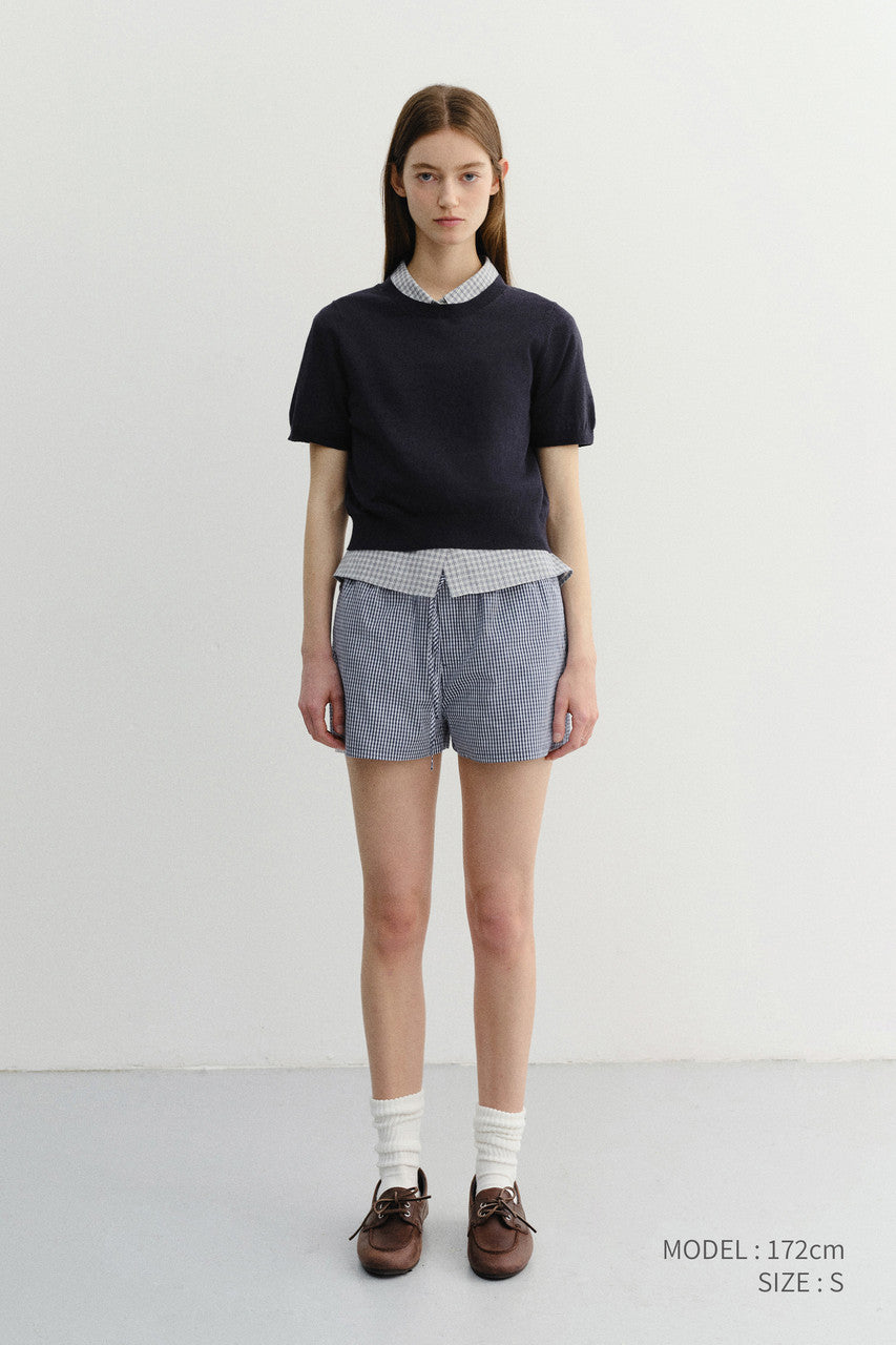 Dunst Pajama Mini Shorts Navy Check