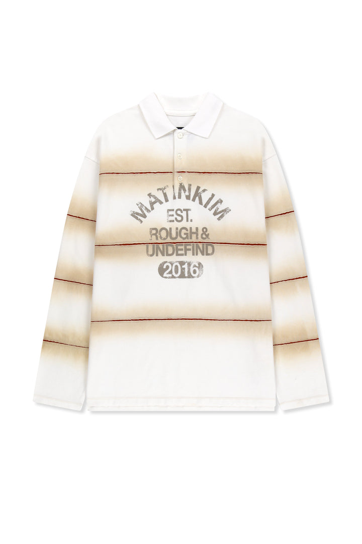 Matinkim Reveal Stripe Logo Collar Top For Men IN Cream