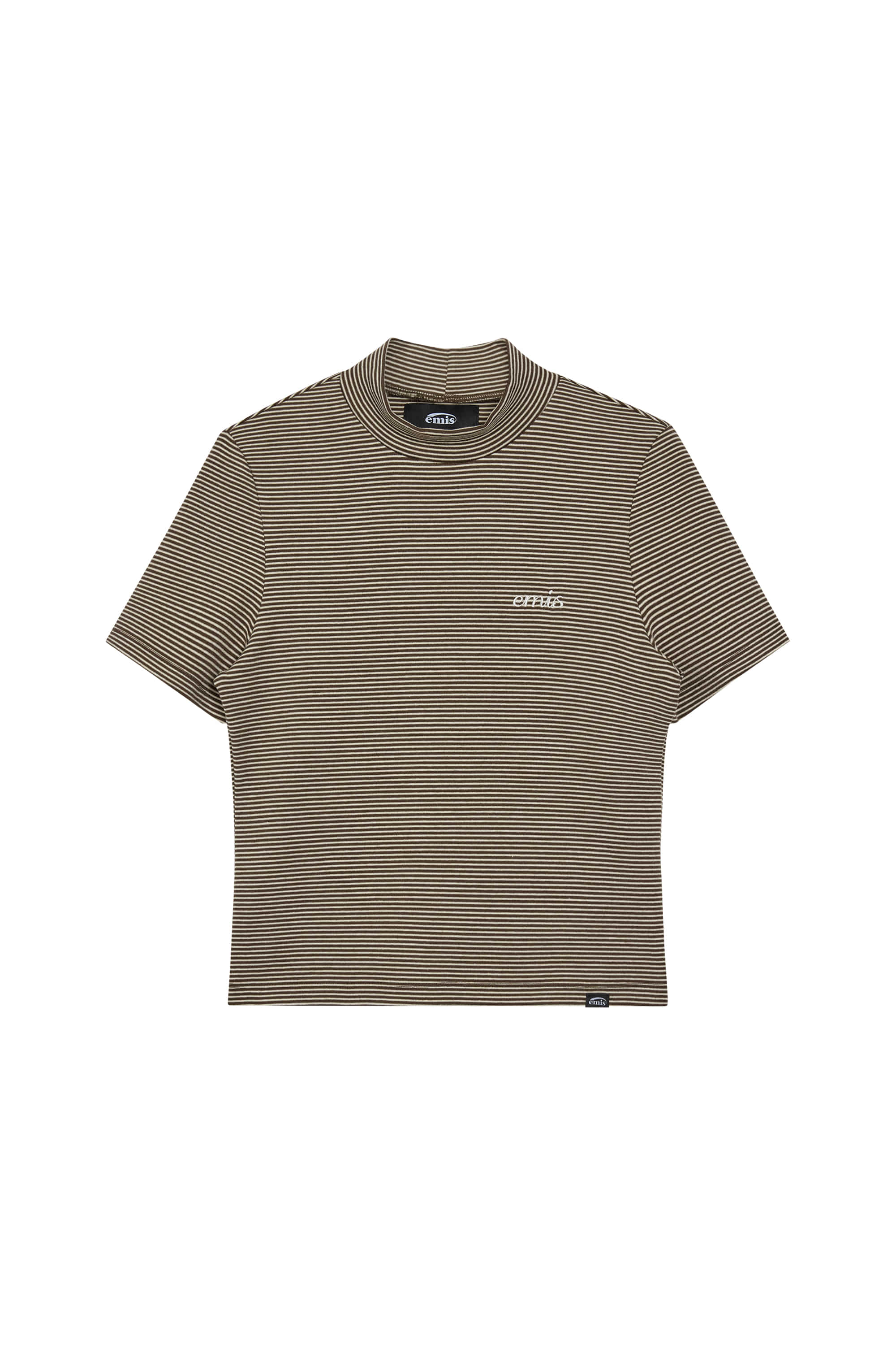 (WOMENS) STRIPE T-SHIRT-BROWN