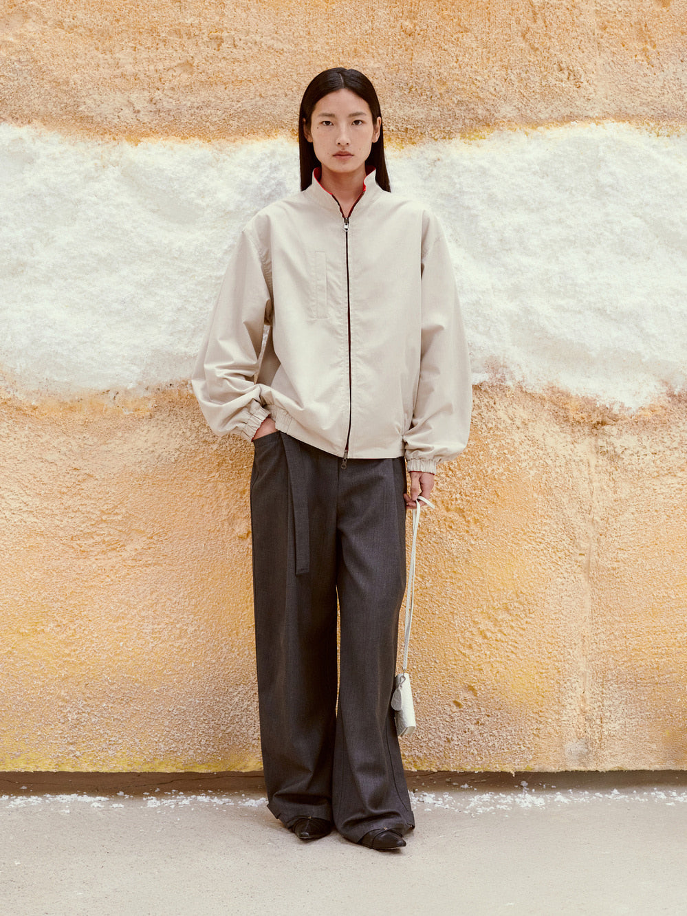 Low Classic Double Waist Trousers Melange Grey
