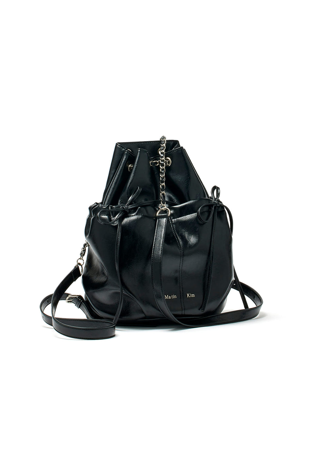 Matinkim Draw String Ribbon Back Pack IN Black