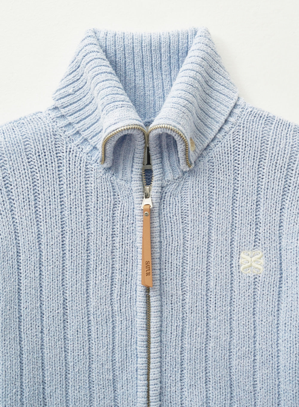 [satur] (W) Faro Boucle Knit Zip-up - Sky Blue
