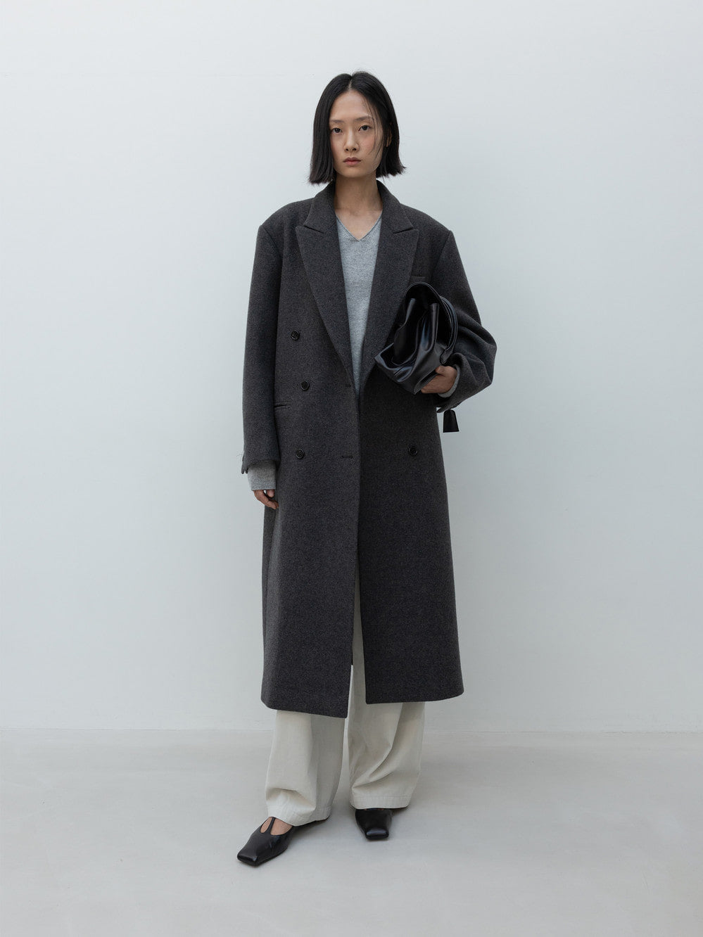 Low Classic Cashmere Blend Double Long Coat Grey