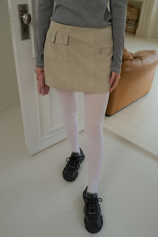 Overdueflair Suede Mini Skirt Ash Gray