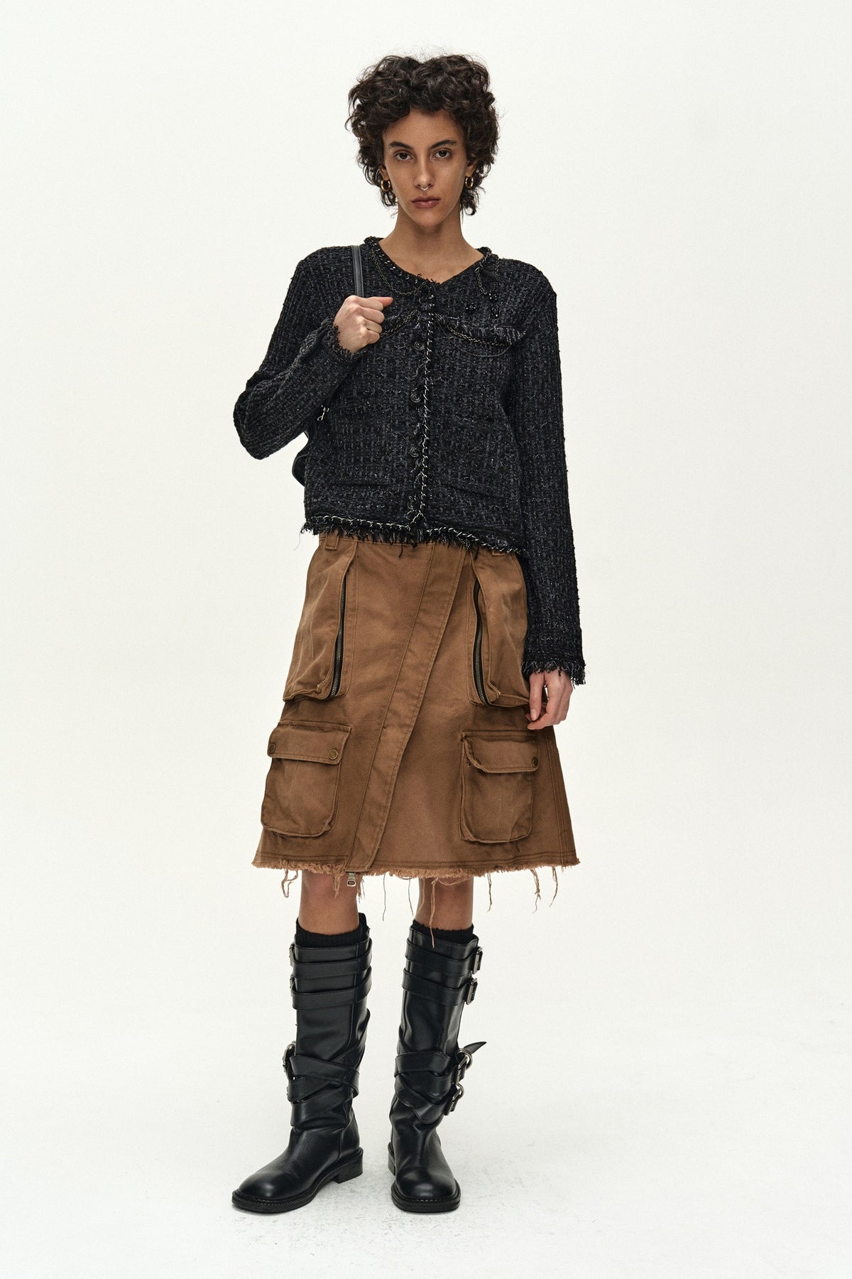 Andersson Bell Raw Chain-Edge Tweed Jacket