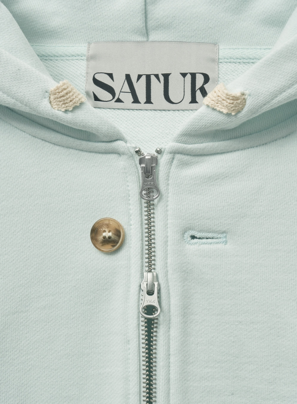 [satur] (W) Teo Cotton All Day Hood Zip-up - Ice Blue