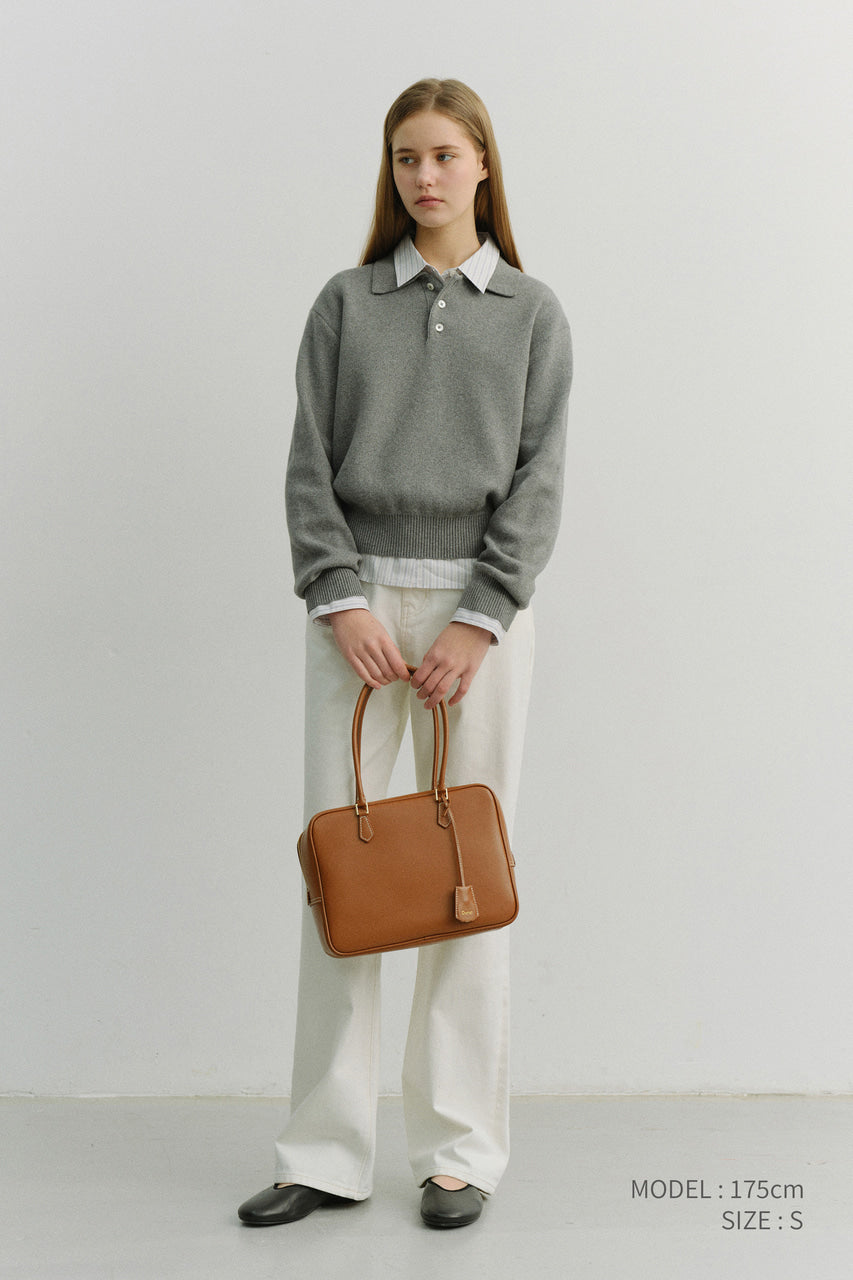 Dunst Unisex Cashmere Collared Sweater Melange Grey