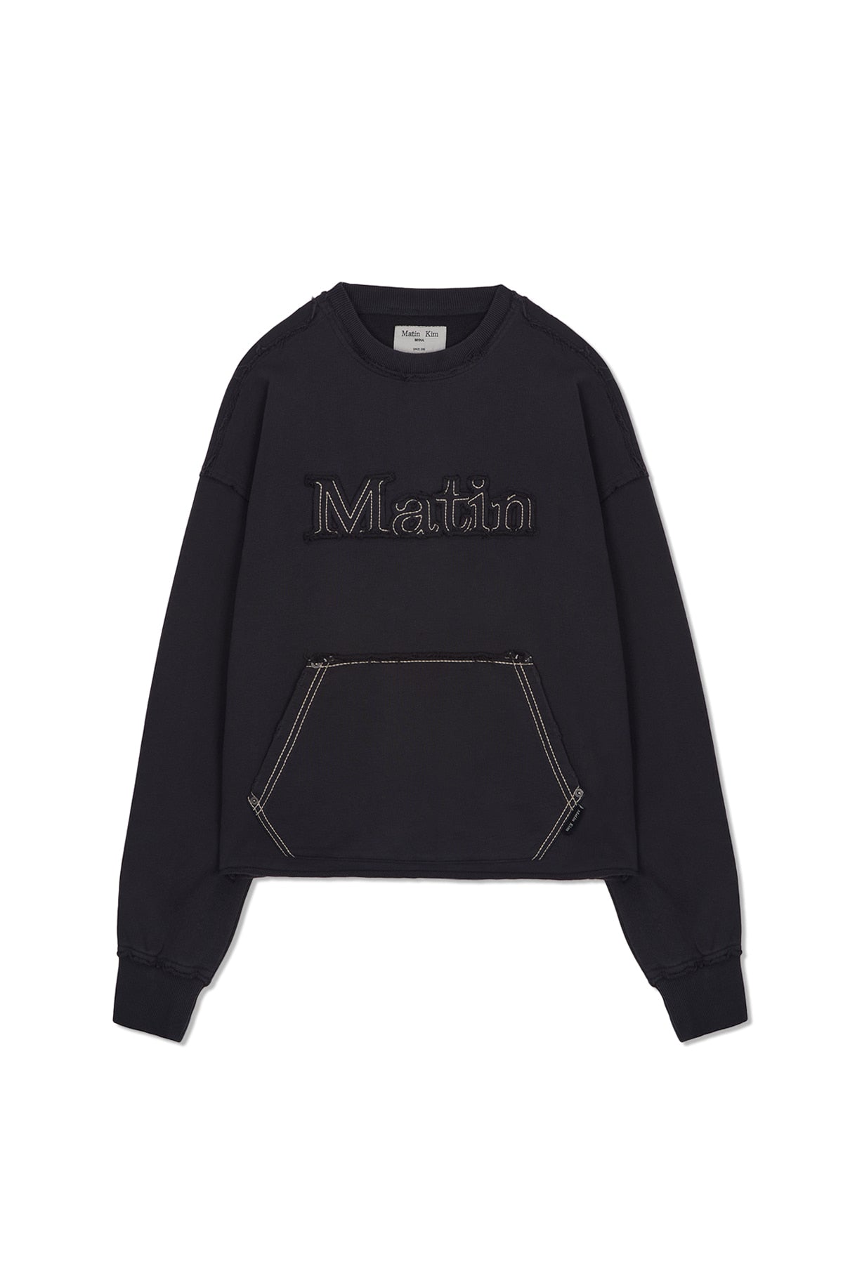 [matinkim] Raw Cut Applique Sweatshirt IN Charcoal