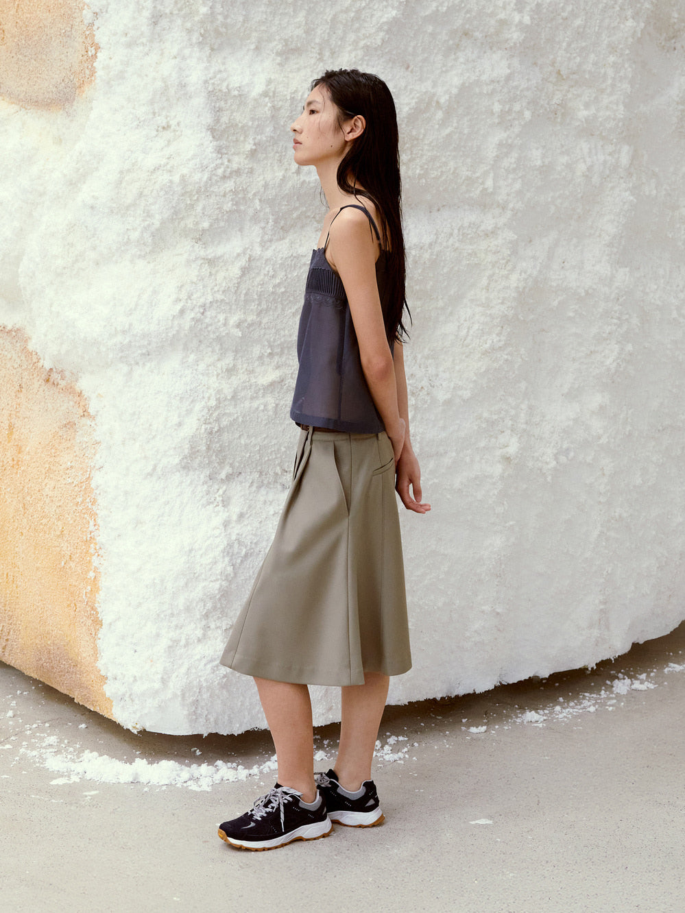 Low Classic See-Through Lace Sleeveless Charcoal