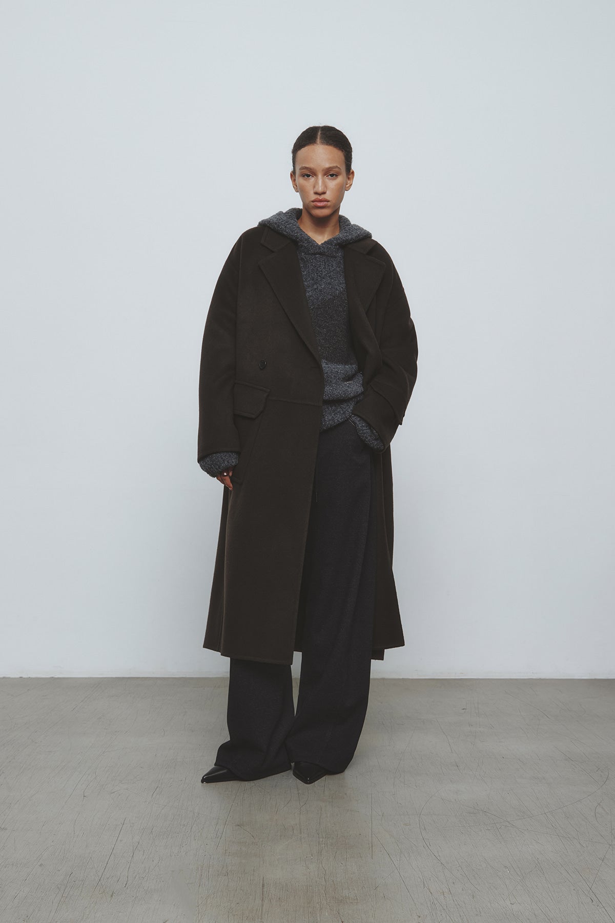 Matinkim Hand Made Belted Double Wool Coat IN Brown