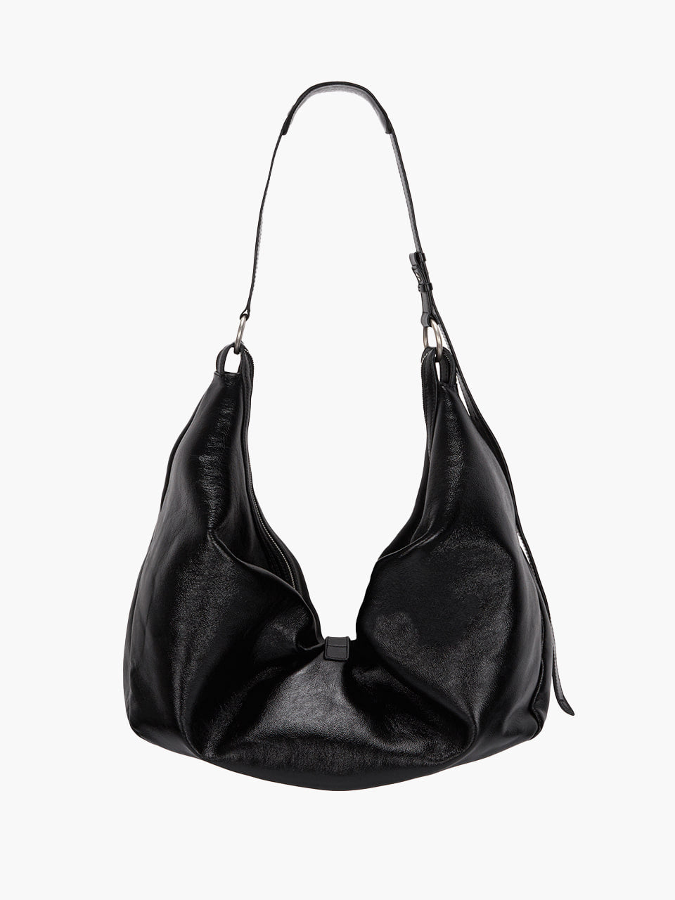 Margesherwood Belted Hobo black glossy plain