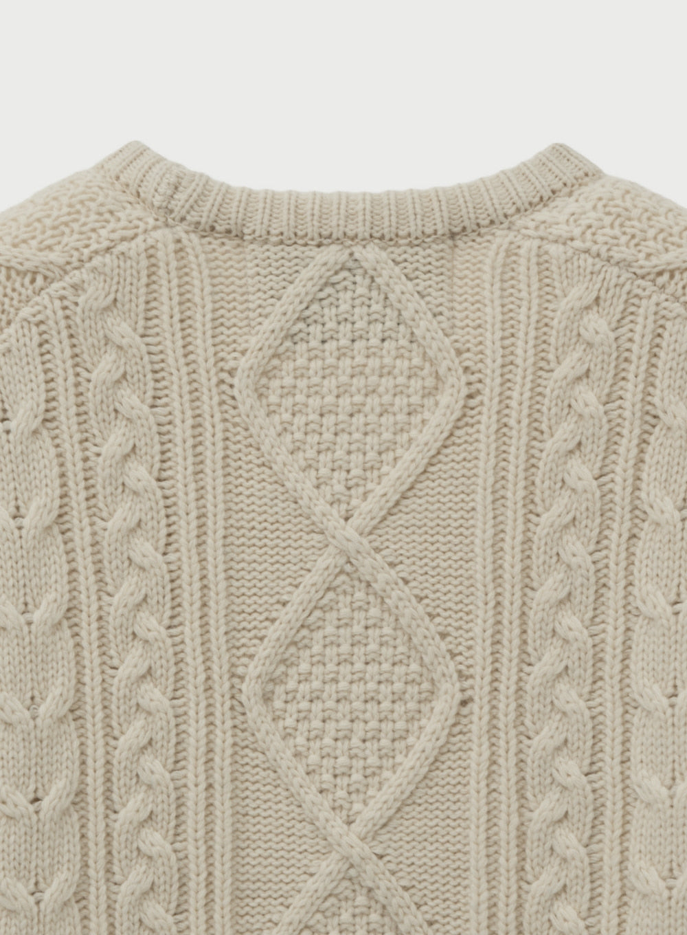 [satur] Big Cable Fisherman Pullover Knit - Cream