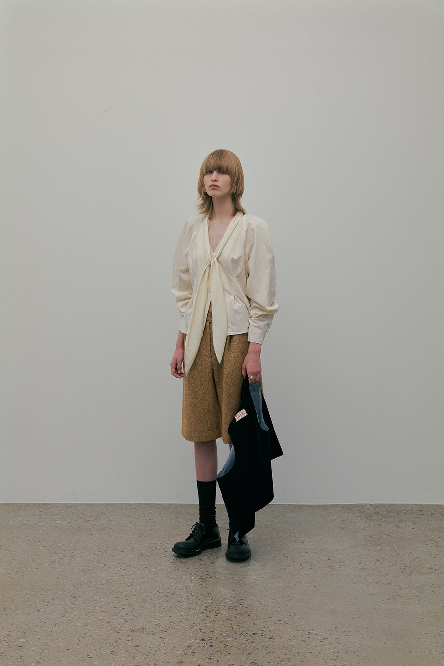 Overdueflair Tie Raglan Blouse Cream Ivory