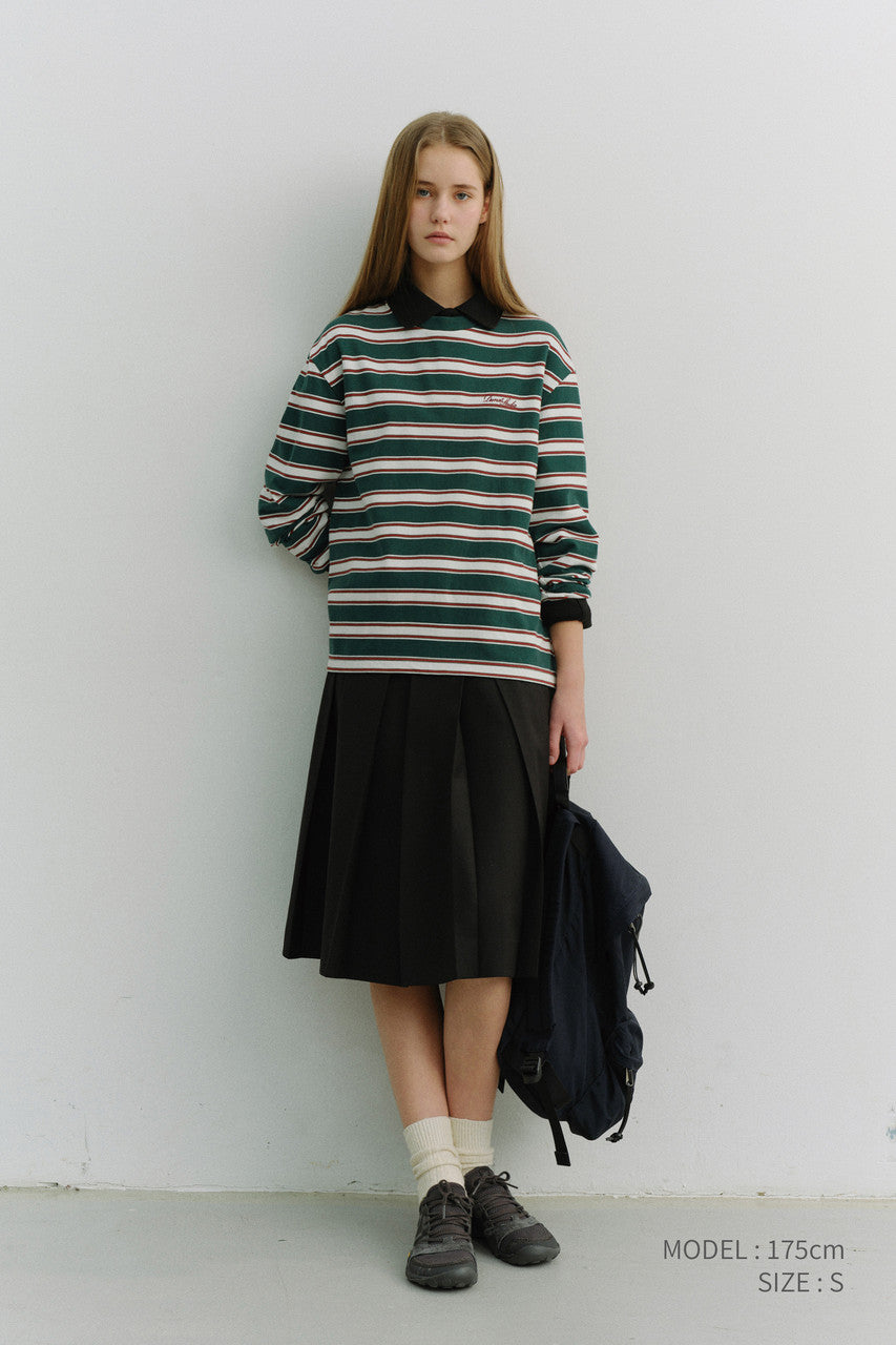 Dunst Unisex Striped T-Shirt Green Stripe
