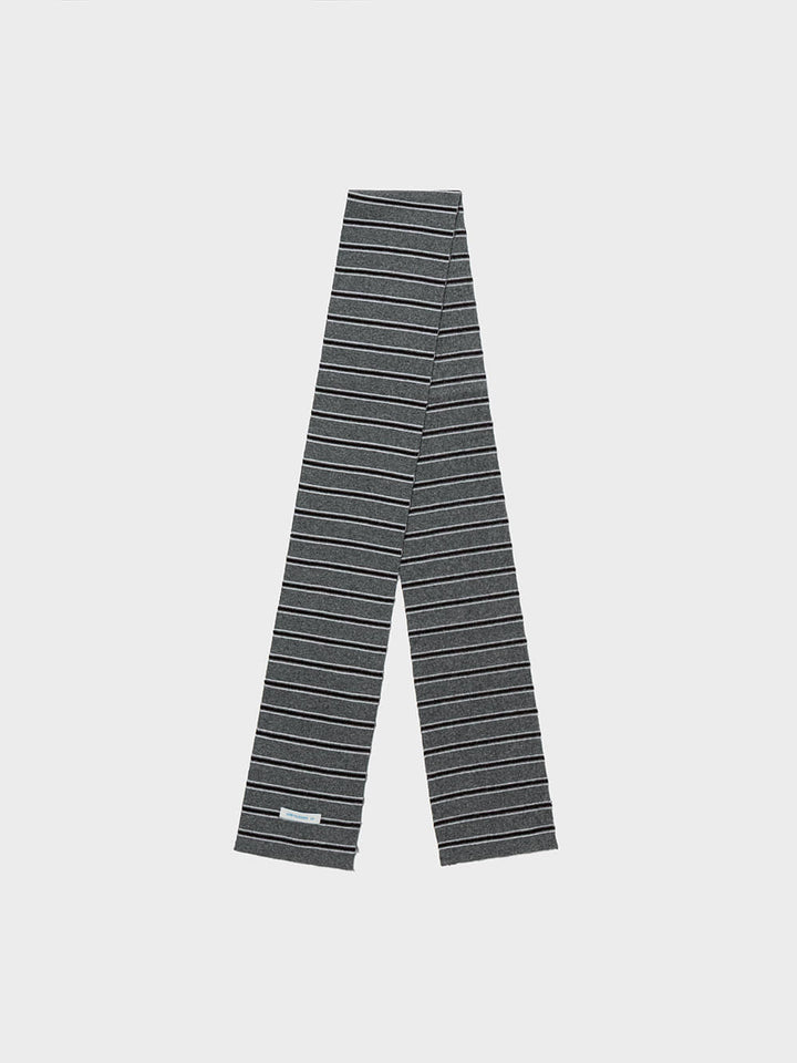 Low Classic Wool Cash Blend Striped Muffler Melange Grey