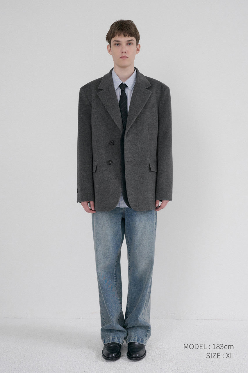 Dunst Unisex Layered Cashmere Blazer Charcoal Grey