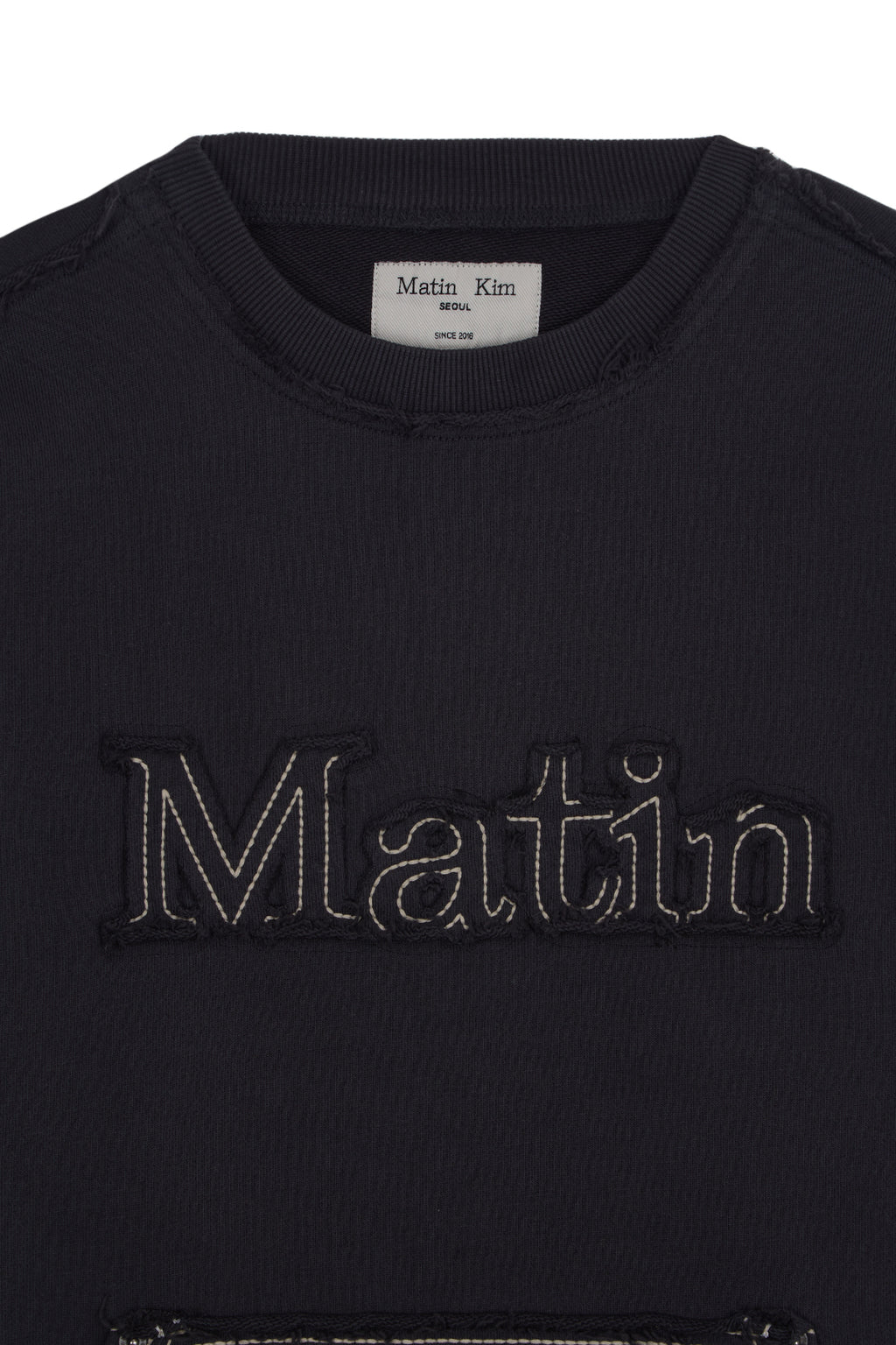[matinkim] Raw Cut Applique Sweatshirt IN Charcoal
