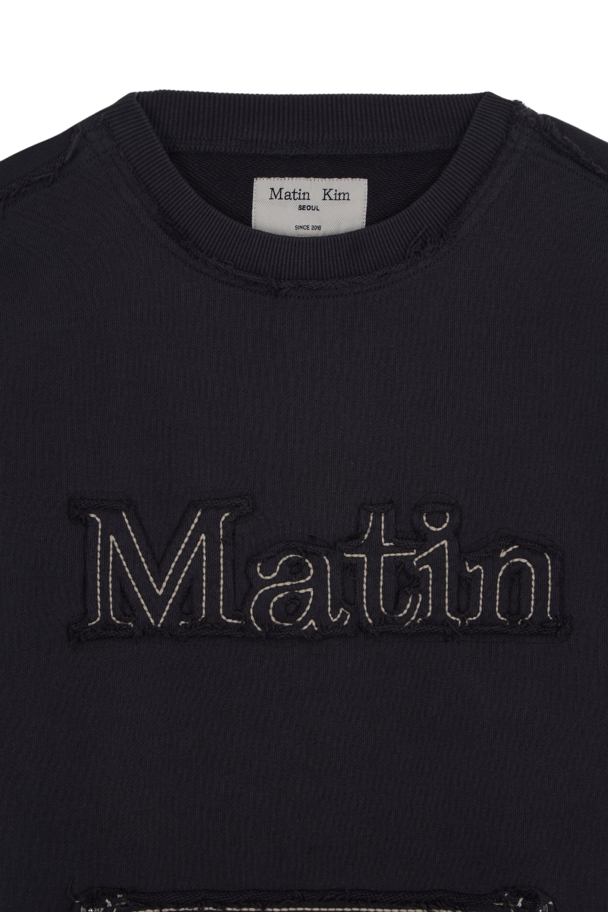 [matinkim] Raw Cut Applique Sweatshirt IN Charcoal