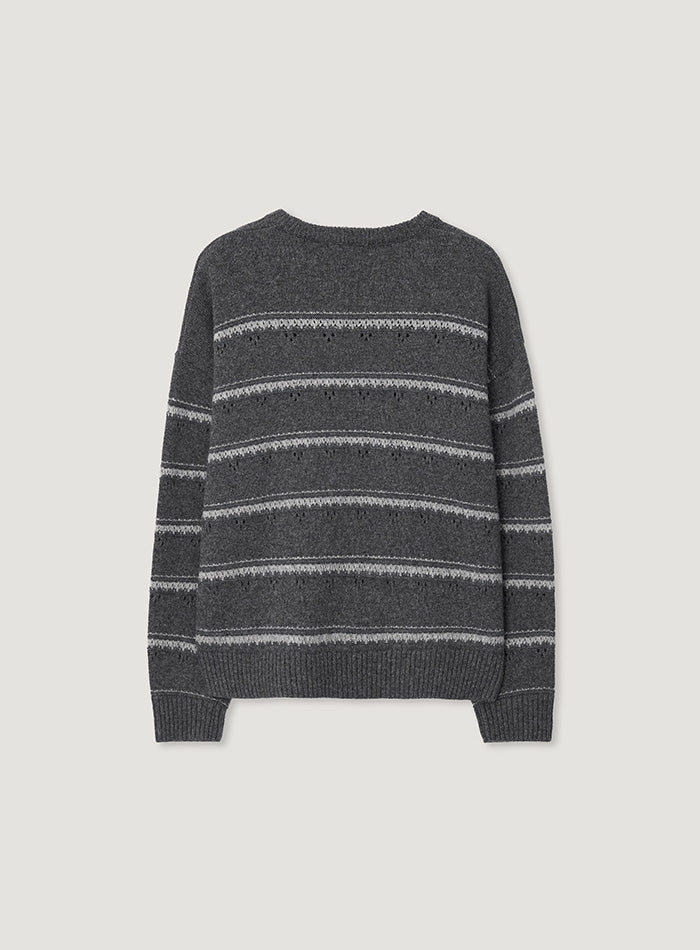 Mango Maniplease Montie Stripe Knit Grey