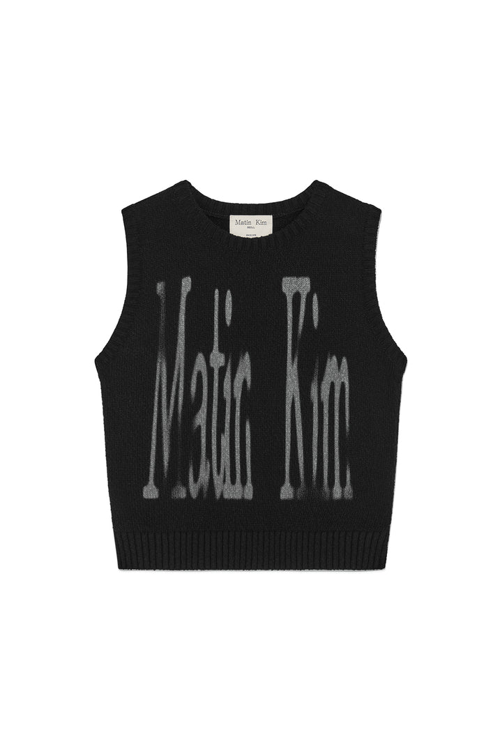 Matinkim Big Logo Printing Knit Vest IN Black