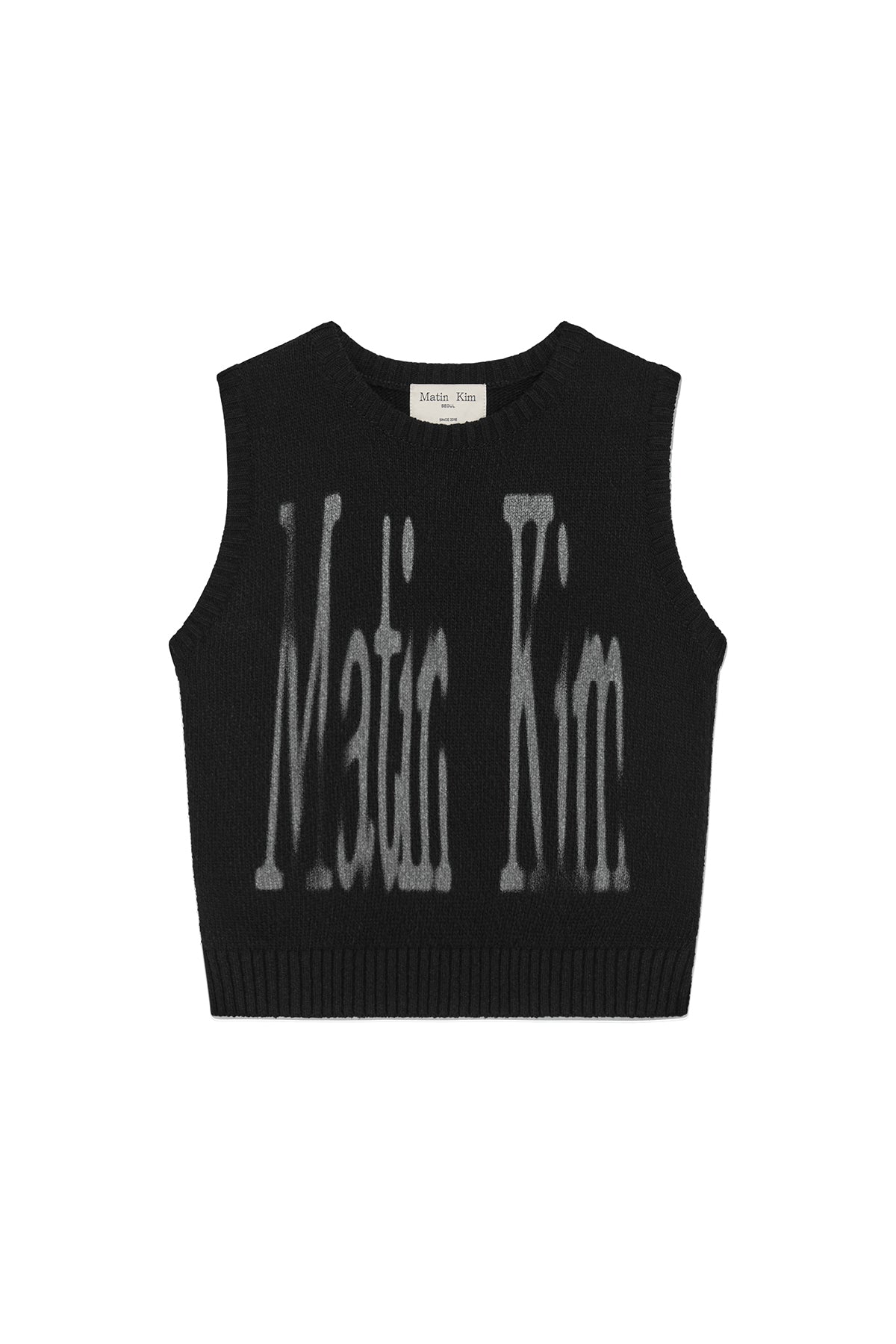 Matinkim Big Logo Printing Knit Vest IN Black
