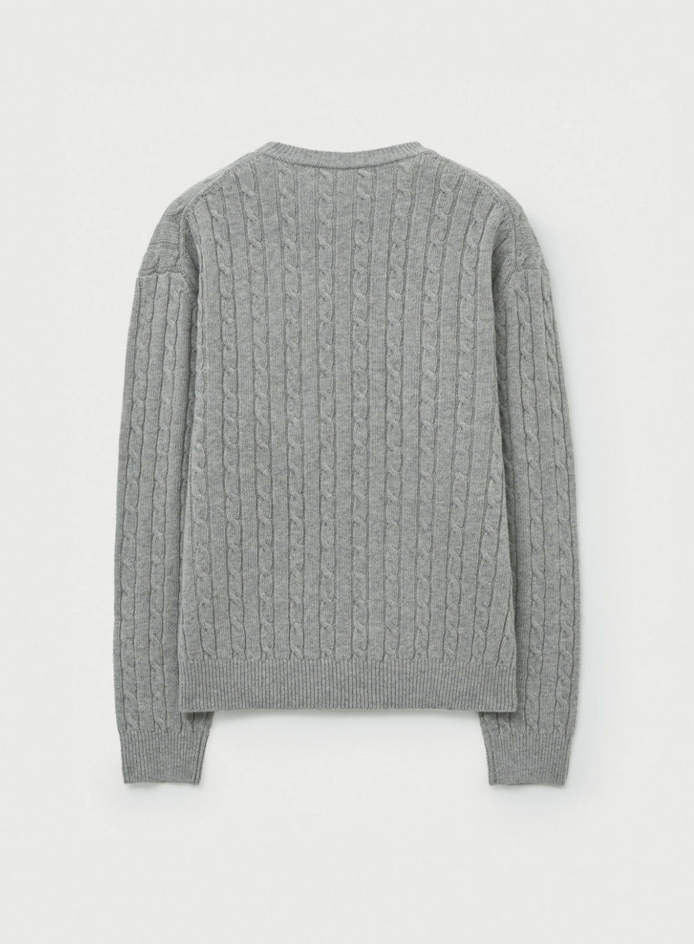 [satur] Basic Cable Crew Neck Knit - Melange Gray