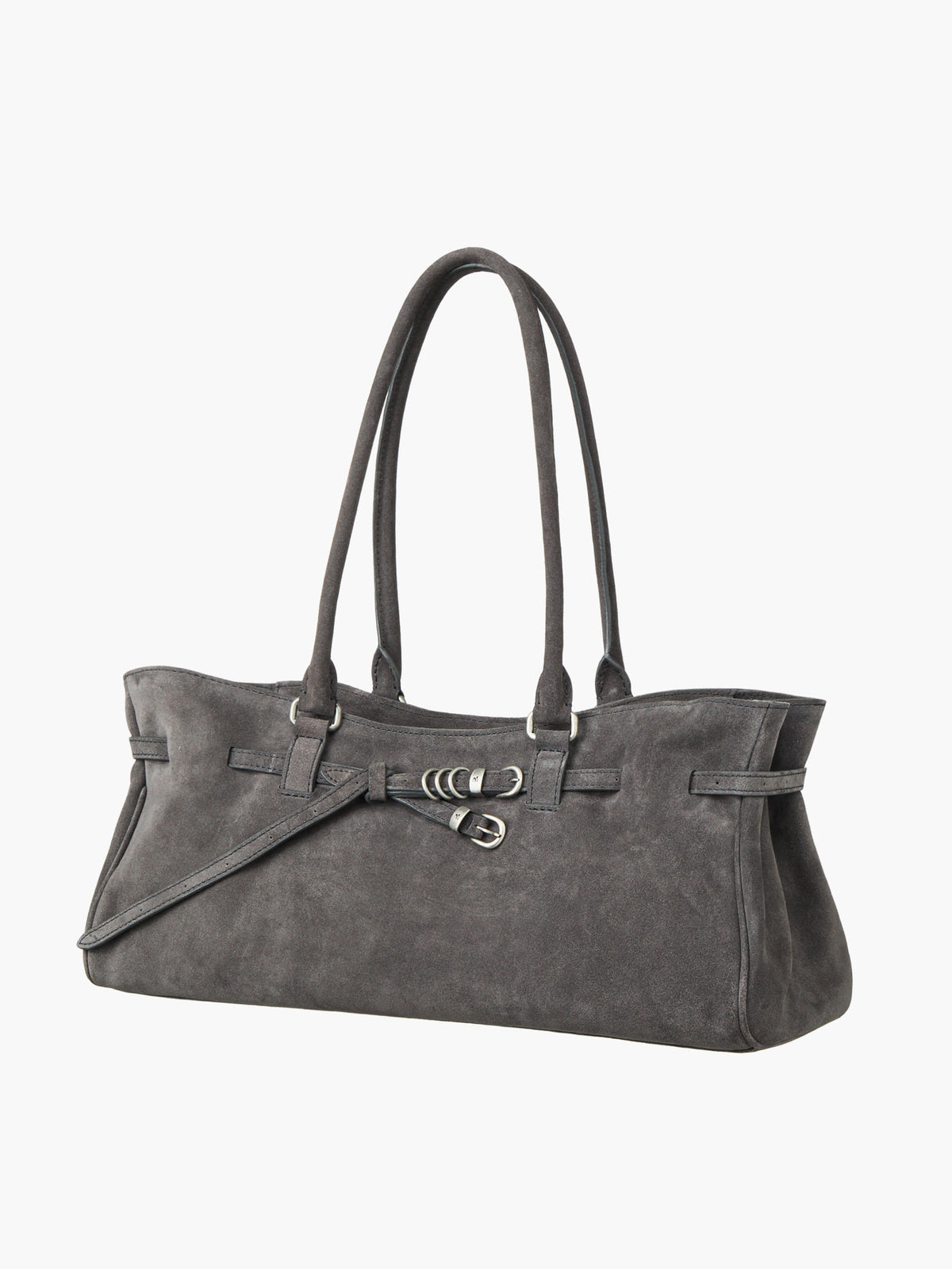 Margesherwood Soft Grandma Shoulder Bag grey suede