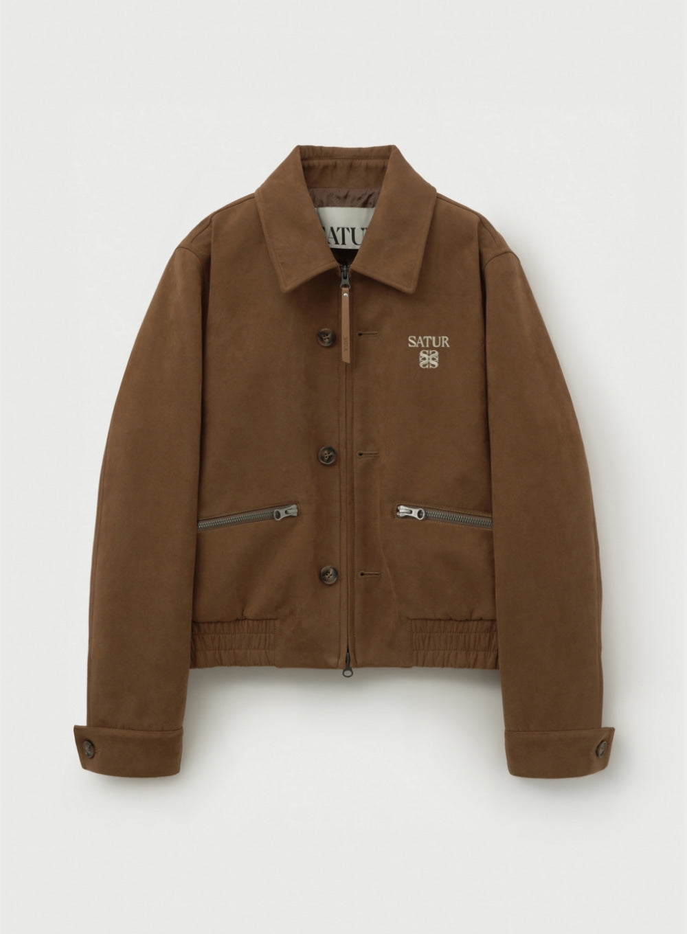 [satur] (W) Teo Faux Suede Short Jacket - Camel Brown