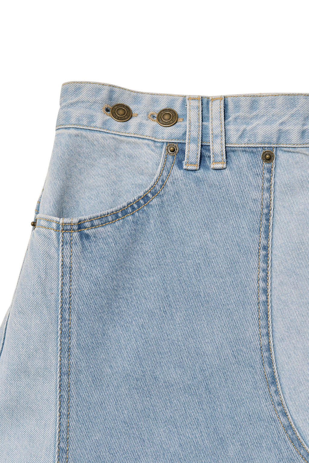 Matinkim Denim Mixed Flare Skirt IN Light Blue
