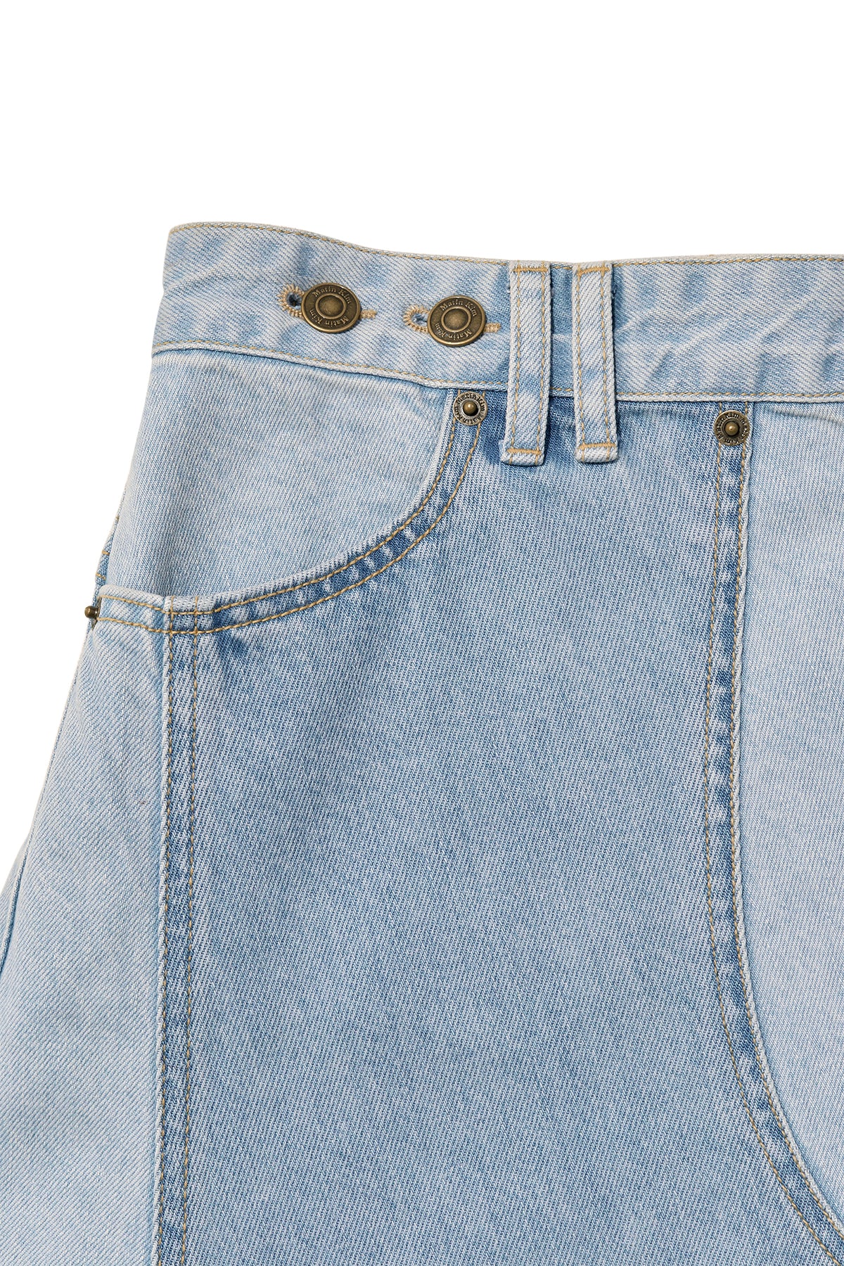 Matinkim Denim Mixed Flare Skirt IN Light Blue