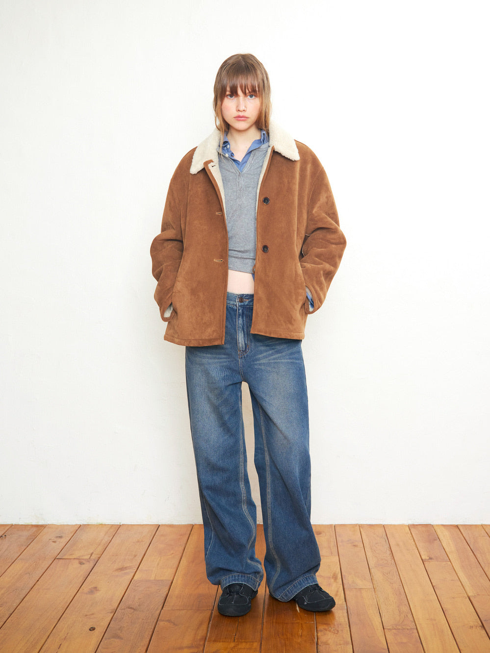 Low Classic 3-Button Suede Shearling Jacket Camel - Low Classic