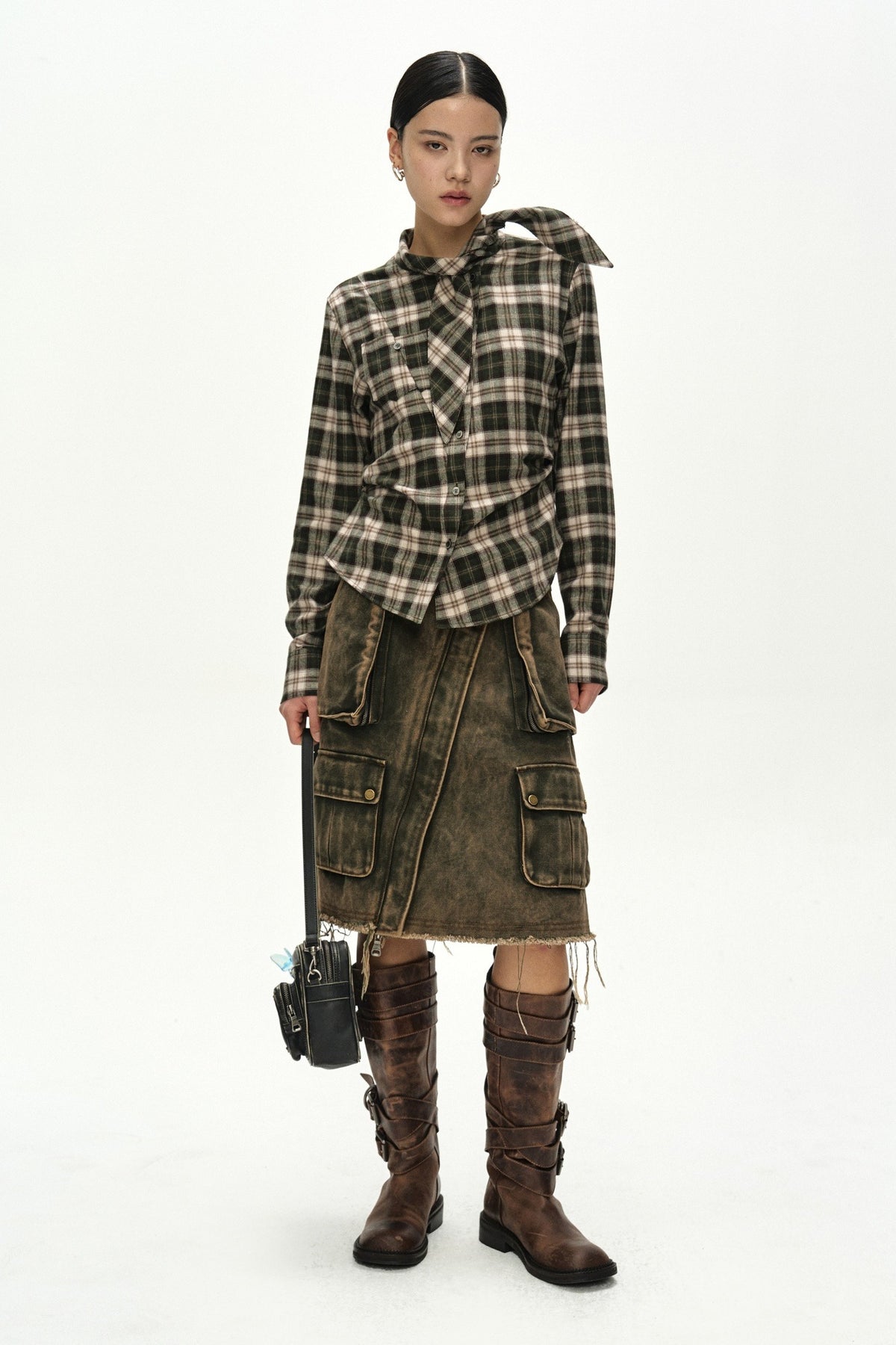 Andersson Bell Tartan Scarf-Tie Shirt