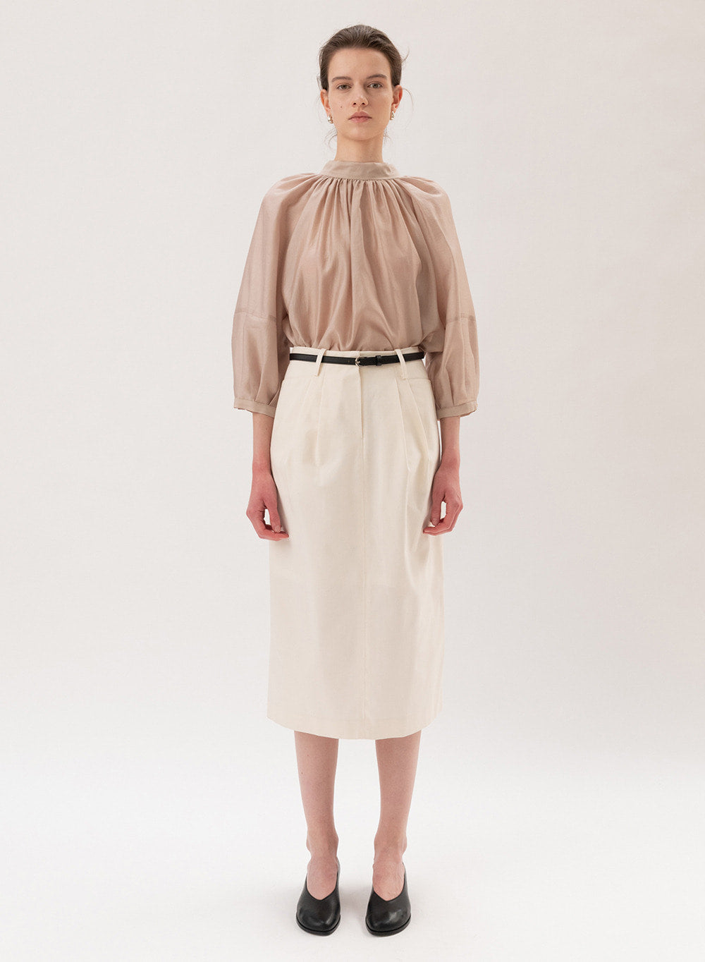 Kindersalmon Gathered Neck Blouse Toast