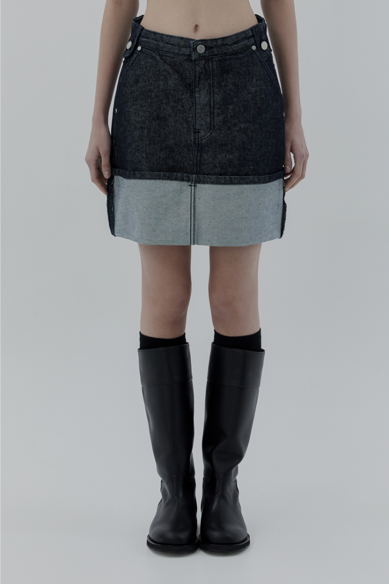 Treemingbird Roll-up Denim Mini Skirt Raw