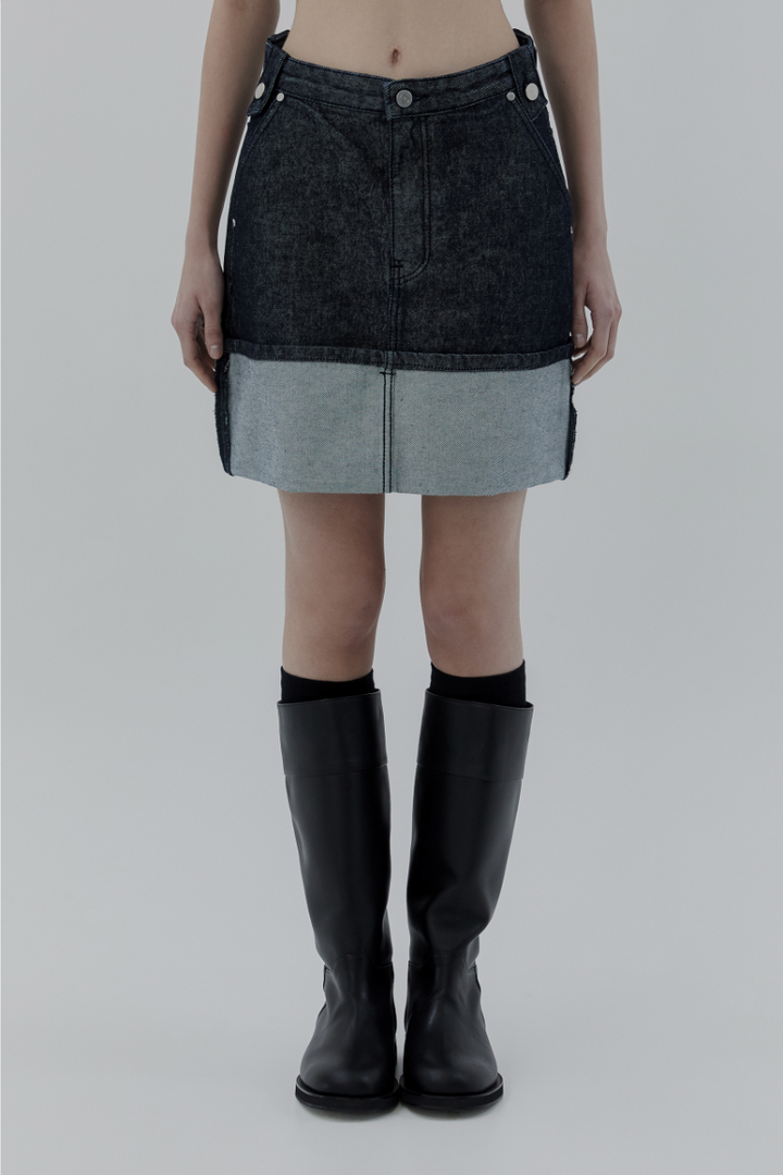Treemingbird Roll-up Denim Mini Skirt Raw