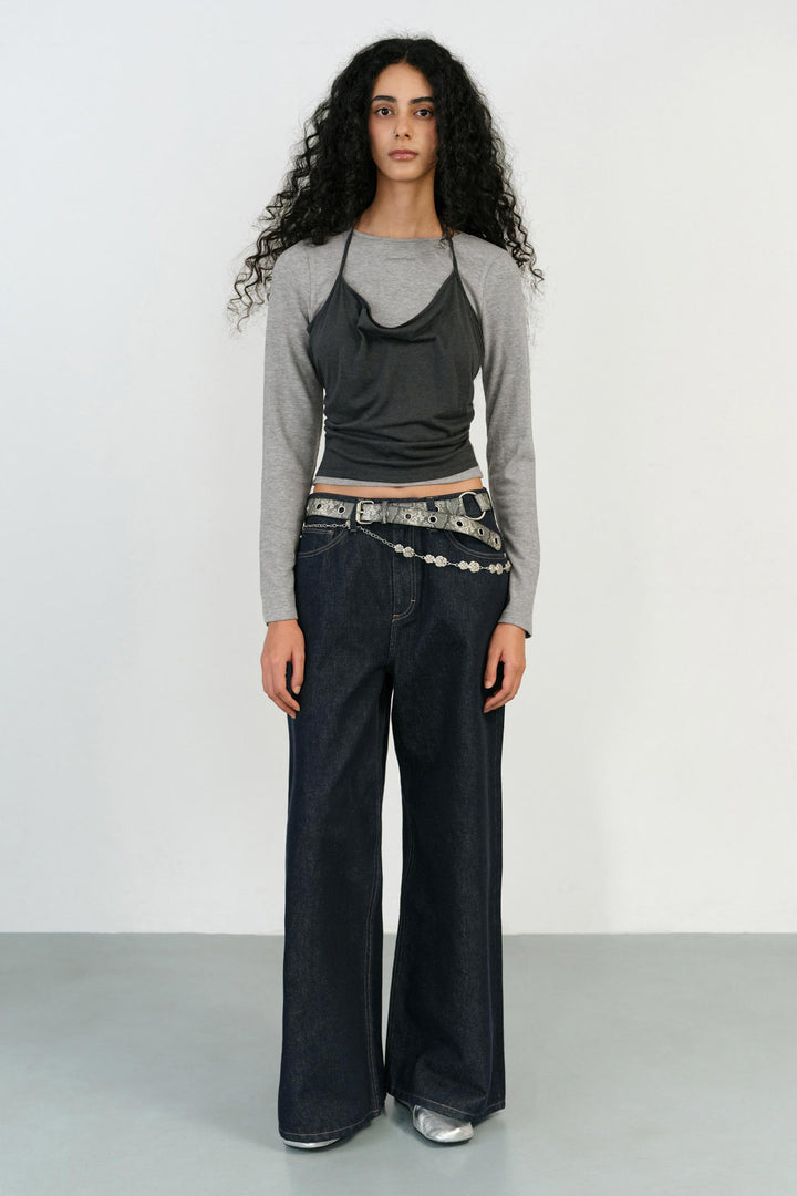 Instantfunk Low Rise Buckle Denim - Indigo