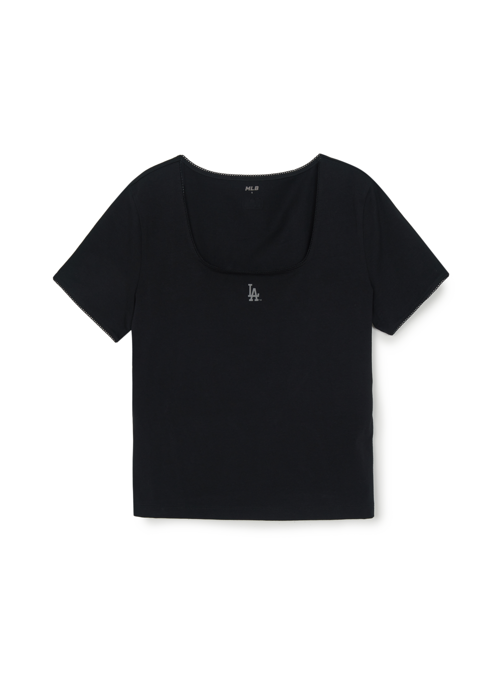 MLB Korea Women's Basic Lace Square Neck Slim Semi Crop T-shirts