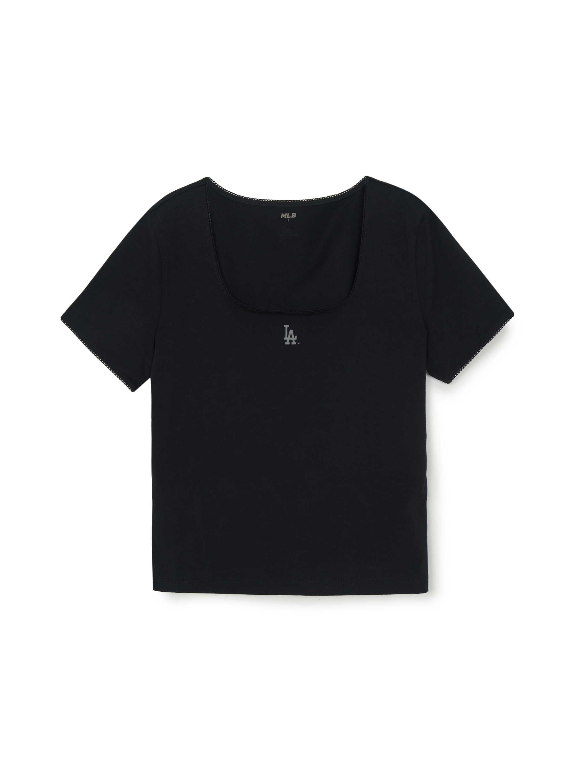 MLB Korea Women's Basic Lace Square Neck Slim Semi Crop T-shirts