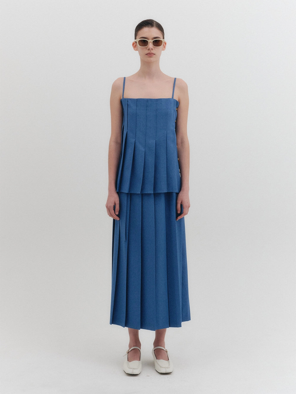 EENK Pleated Sleeveless Top - Blue