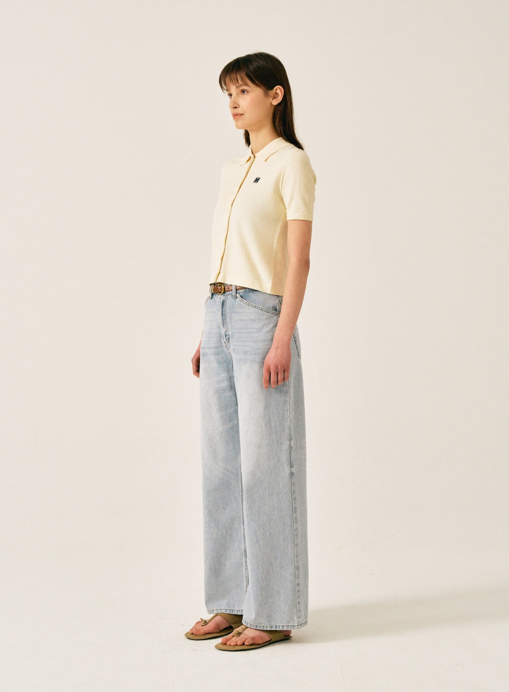 [satur] (W) Basic Cotton Collar Half Cardigan - Resort Cream