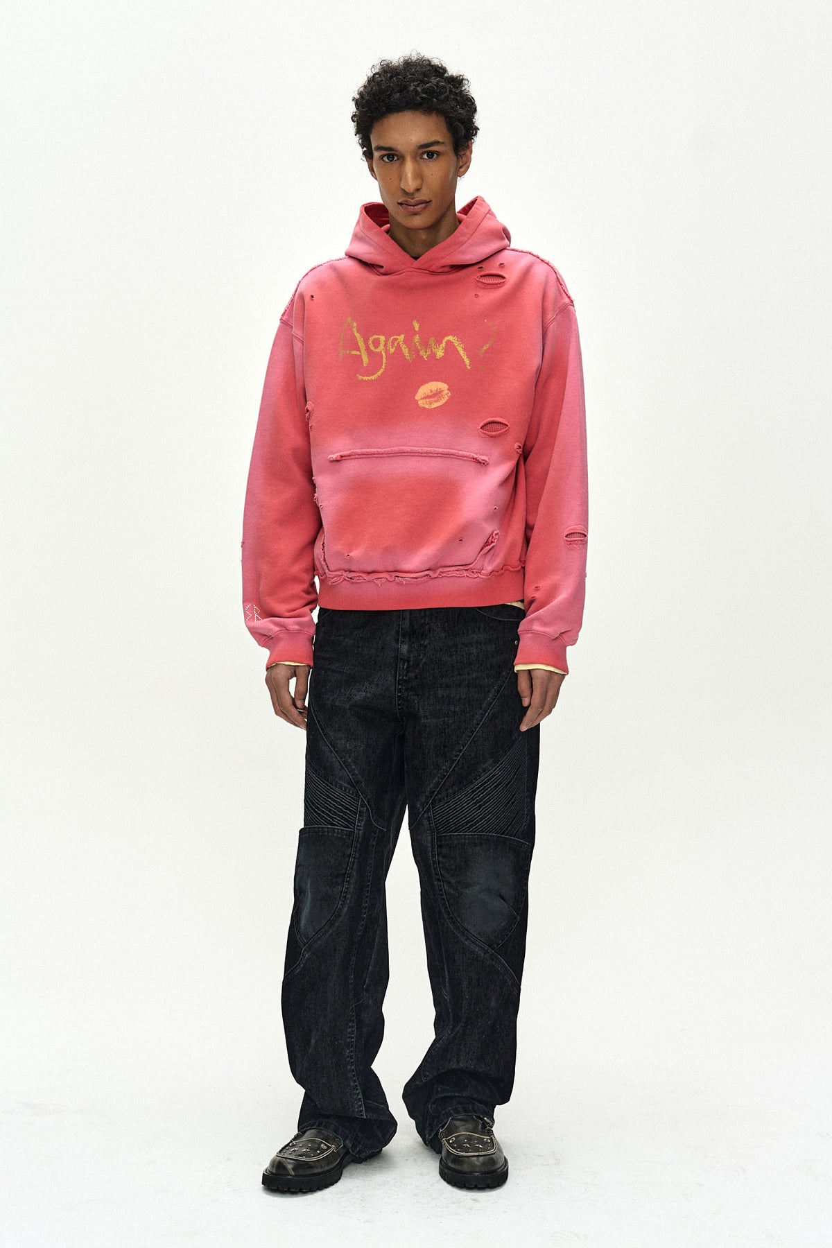 Andersson Bell (Essential) Unisex Spray Washed Again Lip Hoodie
