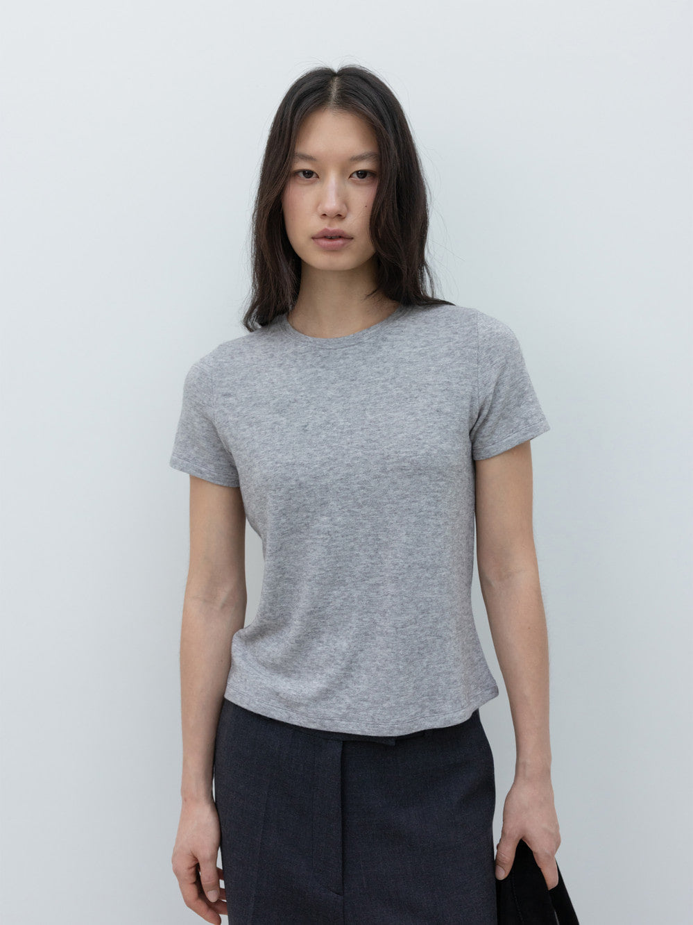 Low Classic Half Sleeve Wool Blend T-Shirts Grey - Low Classic