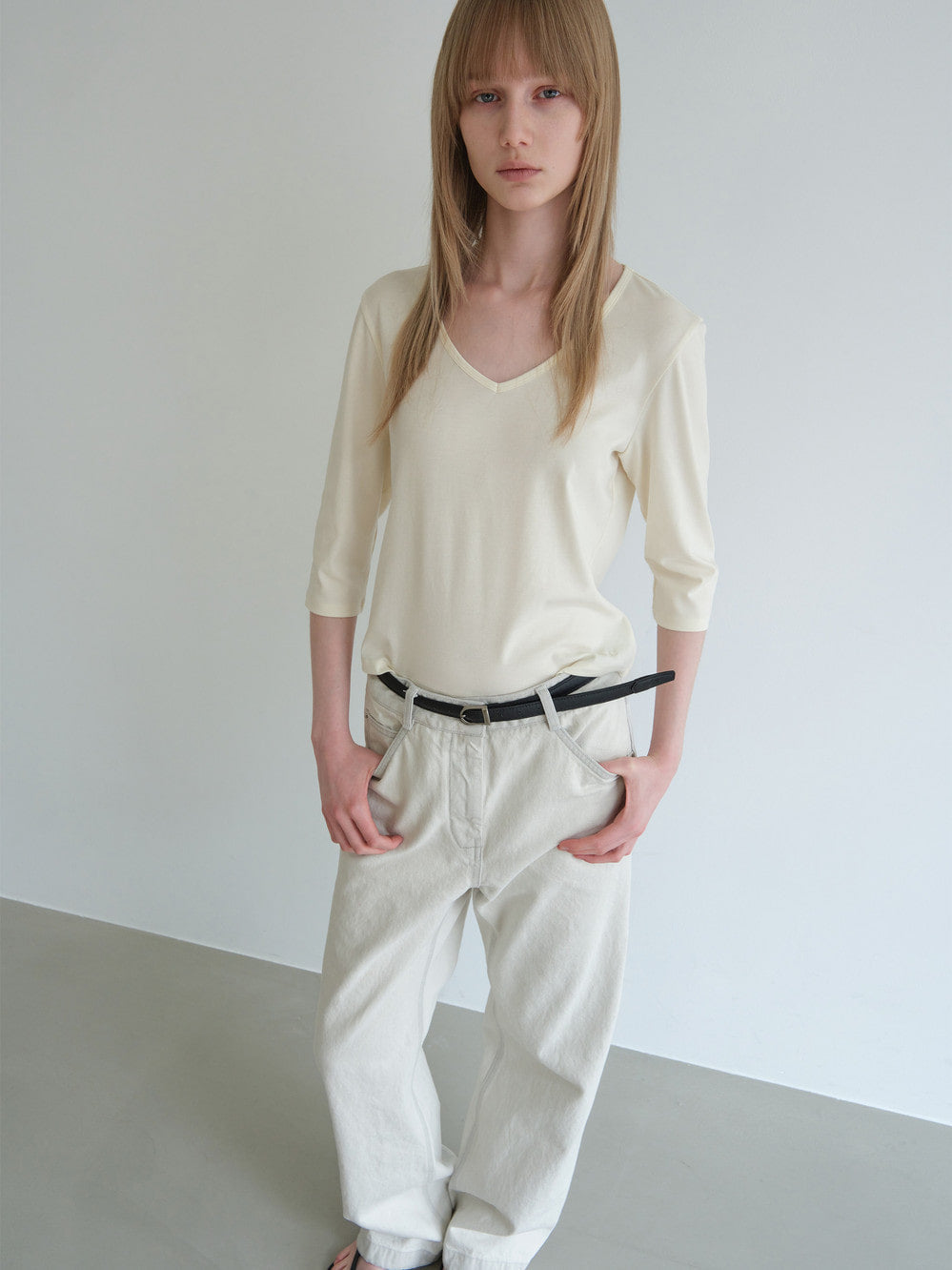 Low Classic Leather Thin Buckle Belt Brown