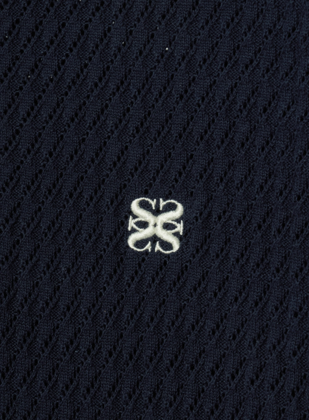 [satur] (W) Diagonal Collar Half Knit - Classic Navy