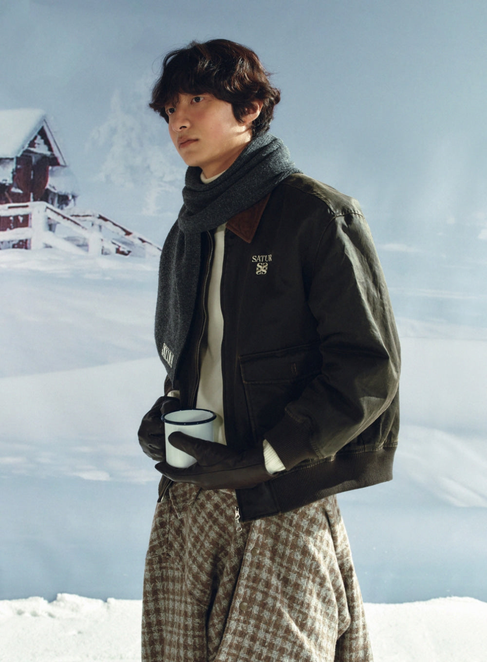 [satur] Verona Knit Muffler - Charcoal