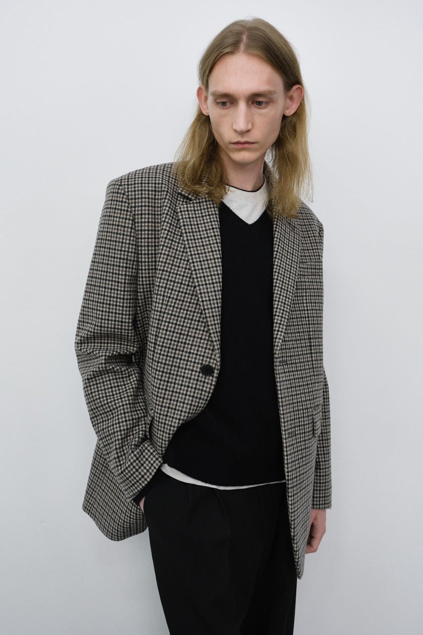 Dunst Unisex Classic 2 Button Wool Blazer Beige Check