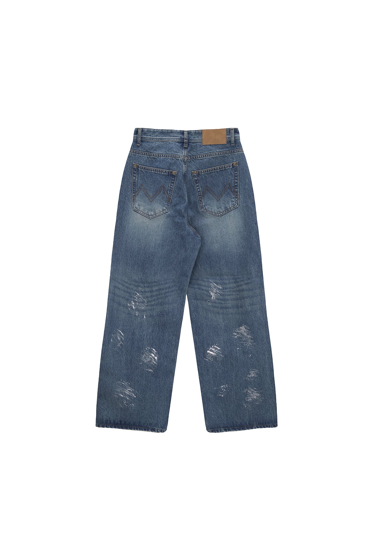 [matinkim] FOIL DETAIL DENIM BAGGY PANTS IN BLUE